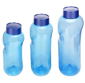 3x Kavodrink Trinkflasche aus Tritan 0,5 + 0,75 + 1,0 Liter, ohne Weichmacher & BPA enthlt neue blaue Deckel mit integrierter Dichtung auslaufsicher