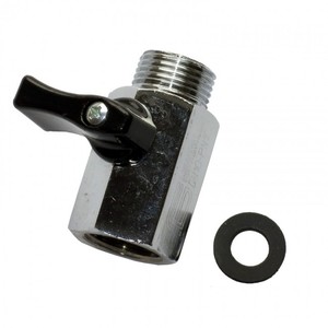 Kugelhahn / Absperrhahn 3/8 Zoll AG x 3/8 Zoll IG Messing verchromt mit Dichtung