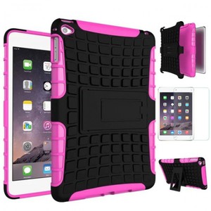 Hybrid Outdoor Schutzhlle Pink fr iPad Mini 4 Tasche + 0.3 H9 Hartglas