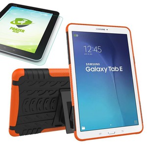 Hybrid Outdoor Tasche Orange fr Samsung Galaxy Tab E 9.6 SM T560 + 0.4 Hartglas