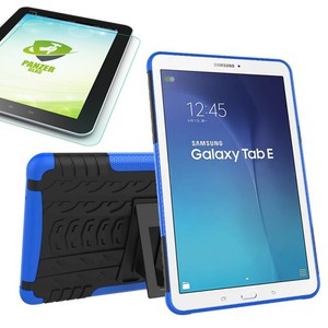 Hybrid Outdoor Tasche Blau fr Samsung Galaxy Tab E 9.6 SM T560 + 0.4 Hartglas