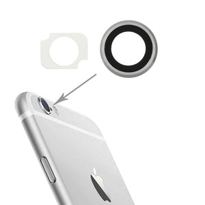 Kameraglas fr Apple iPhone 6 Plus Kameralinse Kamera Glas + Rahmen Silber