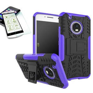 Hybrid Case 2teilig Lila f�r Lenovo Moto G5 Plus + Hartglas Tasche H�lle Cover 