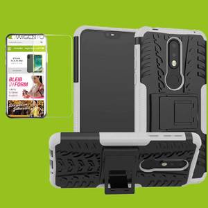 Fr Nokia 7.1 5.84 Zoll 2018 Hybrid Case 2teilig Wei + Hartglas Tasche Hlle Cover Hlle Neu