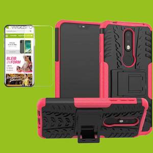 Fr Nokia 7.1 5.84 Zoll 2018 Hybrid Case 2teilig Pink + Hartglas Tasche Hlle Cover Hlle Neu