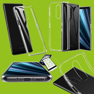Silikoncase ultra dnn Hlle Tasche Transparent + Hartglas 0,3 mm H9 fr Sony Xperia 1 6.5 Zoll