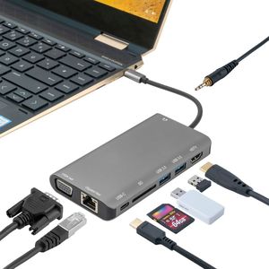4smarts 8in1 Hub USB Typ-C Typ C auf Ethernet HDMI 3x USB 3.0 und Kartenleser Grau