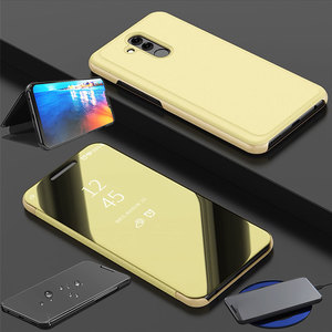 Fr Huawei Honor View 20 / V20 Clear View Spiegel Mirror Smartcover Gold Schutzhlle Cover Etui Tasche Hlle Neu Case Wake UP Funktion