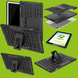 Fr Samsung Galaxy Tab A 8.0 2019 T290 T295 Hybrid Outdoor Schutzhlle Schwarz Tasche + 0.3 H9 Schutzglas