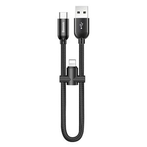 23cm 2,4A USB USB-C Typ-C 8Pin Daten Synchronisationsladekabel Laden Schwarz Zubehr