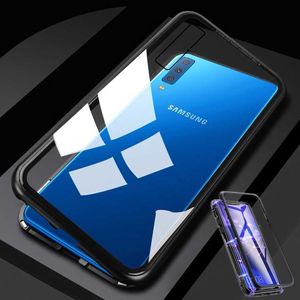 Für Samsung Galaxy M31 M315F Magnet / Metall / Glas Case Bumper Transparent / Schwarz Tasche Hülle Neu