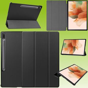Fr Samsung Galaxy Tab S8 Plus / S7 FE / S7 Plus Premium Smartcover Schwarz Tablet Tasche Etuis Hlle 