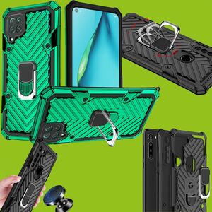 F�r Huawei P40 Lite Hybrid Case Metall Armor Dunkelgr�n Handy Tasche H�lle Cover Schutz