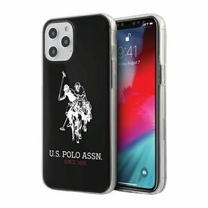 US Polo Assn. iPhone 12 / 12 Pro 6.1 Silikon Hlle Shiny Schwarz Case Cover Schutzhlle Zubehr