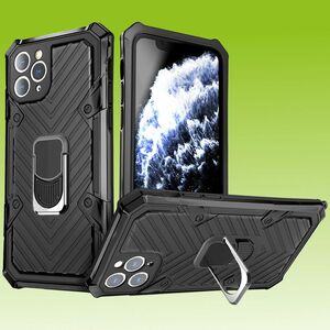 Fr Apple iPhone 12 Pro und 12 6.1 Zoll Hybrid Case Metall Armor Schwarz Handy Tasche Hlle Cover Schutz