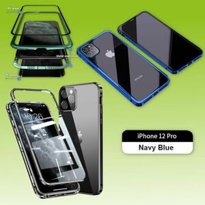 Beidseitiger 360 Grad Magnet / Glas Case H�lle Handy Tasche Bumper Hellblau f�r Apple iPhone 12 Pro Max 6.7 Zoll