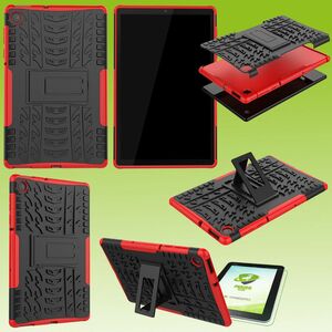 Fr Lenovo Tab M10 Plus 10.3 Zoll X606F Hybrid Outdoor Schutzhlle Rot Tasche + 0.3 H9 Schutzglas