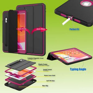 Fr Apple iPad 10.2 Zoll 2019 / 2020 / 2021 7. / 8. / 9. Generation Outdoor Schutzhlle Case Schwarz / Pink Tablet Tasche Cover Etuis