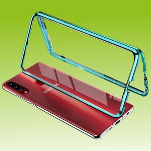 Beidseitiger 360 Grad Magnet / Glas Case Hlle Handy Tasche Bumper Grn fr Samsung Galaxy A20S A207F