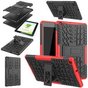 Fr Samsung Galaxy Tab A 8.0 2019 T290 T295 Hybrid Outdoor Schutzhlle Rot Tasche + 0.3 H9 Schutzglas