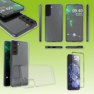 Fr Samsung Galaxy S21 Plus G996B Silikoncase TPU Transparent + 0,3 4D Full Curved H9 Glas Handy Tasche Hlle Schutz Cover