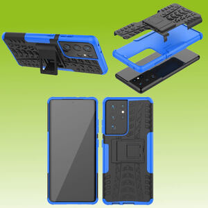 F�r Samsung Galaxy S21 Ultra G998B Hybrid Case 2teilig Outdoor Blau Handy Tasche H�lle Cover Schutz