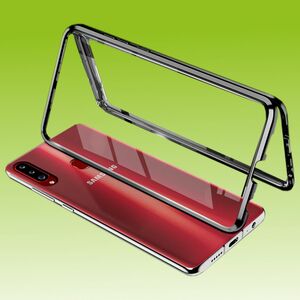 Beidseitiger 360 Grad Magnet / Glas Case Hlle Handy Tasche Bumper Schwarz fr Samsung Galaxy A20S A207F