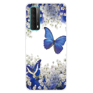 Fr Huawei P Smart 2021 Silikon Case TPU Motiv Butterfly Blau Schutz Muster Hlle Cover Etuis Zubehr Transparent
