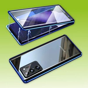 Beidseitiger 360 Grad Magnet / Glas Case H�lle Handy Tasche Bumper Blau f�r Samsung Galaxy S21 G991B