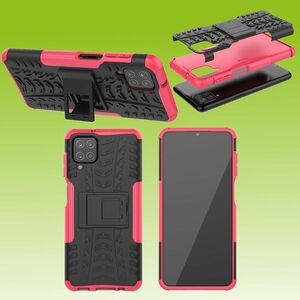 Fr Samsung Galaxy A12 A125F Hybrid Case 2teilig Outdoor Pink Tasche Hlle Cover Schutz