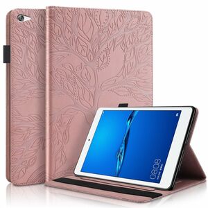Fr Huawei MediaPad M5 Lite 10.1 Zoll Baum Muster Pink Kunstleder Hlle Cover Tasche Case Neu