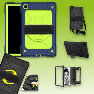 Fr Samsung Galaxy Tab A7 10.4 2020 T500 / T505 aufstellbare Outdoor Hybrid Grn 360 Grad mit Halte-Schlaufe Tablet Tasche Etuis Cover Case Schutz Robust Neu