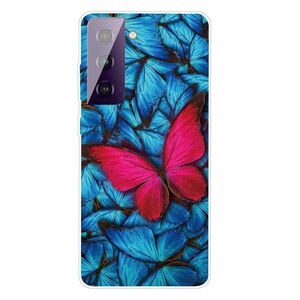 F�r Samsung Galaxy S21 Plus Silikon Case TPU Red Butterfly Schutz Muster Tasche H�lle Cover Etuis