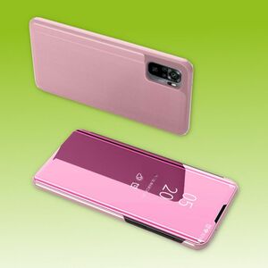 Fr Xiaomi Redmi Note 10 / 10s Clear View Spiegel Mirror Smartcover Pink Schutzhlle Cover Etui Tasche Hlle Neu Case Wake UP Funktion