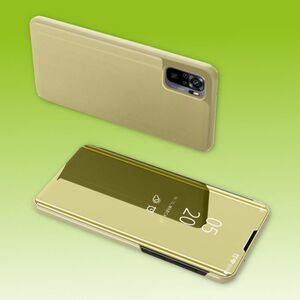 Fr Xiaomi Redmi Note 10 / 10s Clear View Spiegel Mirror Smartcover Gold Schutzhlle Cover Etui Tasche Hlle Neu Case Wake UP Funktion