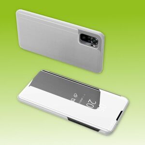 Fr Xiaomi Redmi Note 10 Pro Clear View Spiegel Mirror Smartcover Silber Schutzhlle Cover Etui Tasche Hlle Neu Case Wake UP Funktion