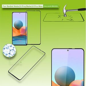Für Xiaomi Redmi Note 10 Pro 3D Premium 0,3 mm H9 Hart Glas Schwarz Folie Schutz Hülle Neu