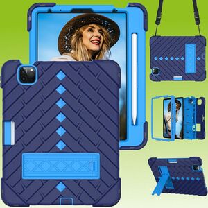 Fr Apple iPad Air 2020 4.Gen 10.9/ Air 2022 Shockproof Hybrid Tablet Hlle mit Band Navy Blau