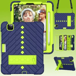 Fr Apple iPad Air 2020 4.Gen 10.9/ Air 2022 Shockproof Hybrid Tablet Hlle mit Band Navy Blau / Grn