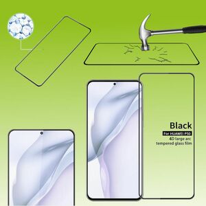 F�r Huawei P50 Pro 2x 4D Premium 0,3 mm H9 Full Curved Hart Glas Schwarz Folie Schutz H�lle Neu