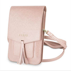 Guess Saffiano Look Collection Universal Handtasche fr Smartphone Wallet Kartenfach Pink