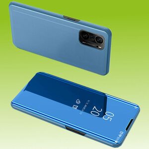 Fr Xiaomi Redmi 9T / Poco M3 Clear View Spiegel Mirror Smartcover Dunkel Blau Schutzhlle Cover Etui Tasche Hlle Neu Case Wake UP Funktion