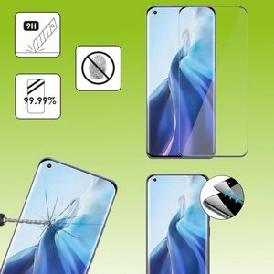F�r Xiaomi Mi 11 Pro 2x 4D Premium 0,3 mm H9 Full Curved Hart Glas Schwarz Folie Schutz H�lle Neu