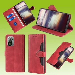 Fr Xiaomi Redmi Note 10 / 10s Design Handy Tasche Wallet Premium Rot Schutz Hlle Case Cover Etuis Neu Zubehr