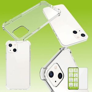 Für Apple iPhone 13 Schock Silikoncase TPU Transparent + 0,26 H9 Glas Handy Tasche Hülle Schutz Cover