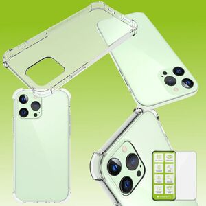 Für Apple iPhone 13 Pro Schock Silikoncase TPU Transparent + 0,26 H9 Glas Handy Tasche Hülle Schutz Cover