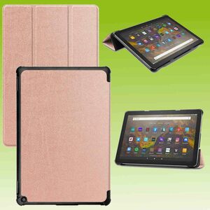 Fr Amazon Fire HD 10 / 10 Plus 2021 Tablet Tasche 3 folt Wake UP Smart Cover Etuis Rose Gold