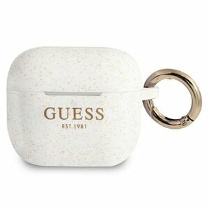 Guess Apple AirPods 3 Cover Glitter Collection Wei Silicone Schutzhlle Tasche Case Etui
