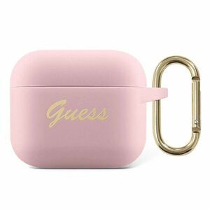 Guess Apple AirPods 3 Cover Vintage Script Collection Pink Silicone Schutzhlle Case Etui