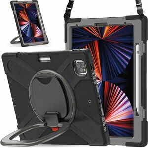 Fr Apple iPad Pro 12.9 2022 / 2021 / 2020 / 2018 360 Grad Hybrid Outdoor Schutzhlle Case Schwarz Tasche Cover Etuis